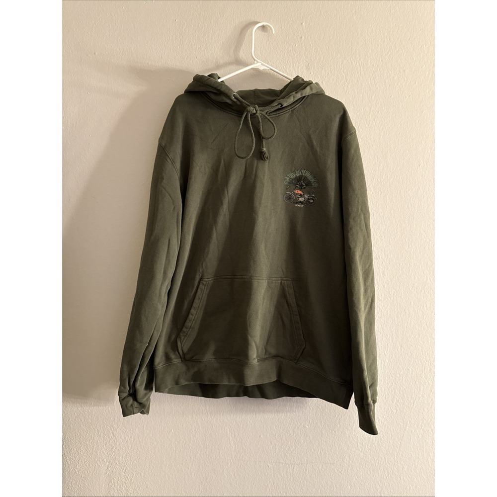 Roark Shaded Fleece Hoodie Sweatshirt XL Dark Military Green Motor Graphic Print